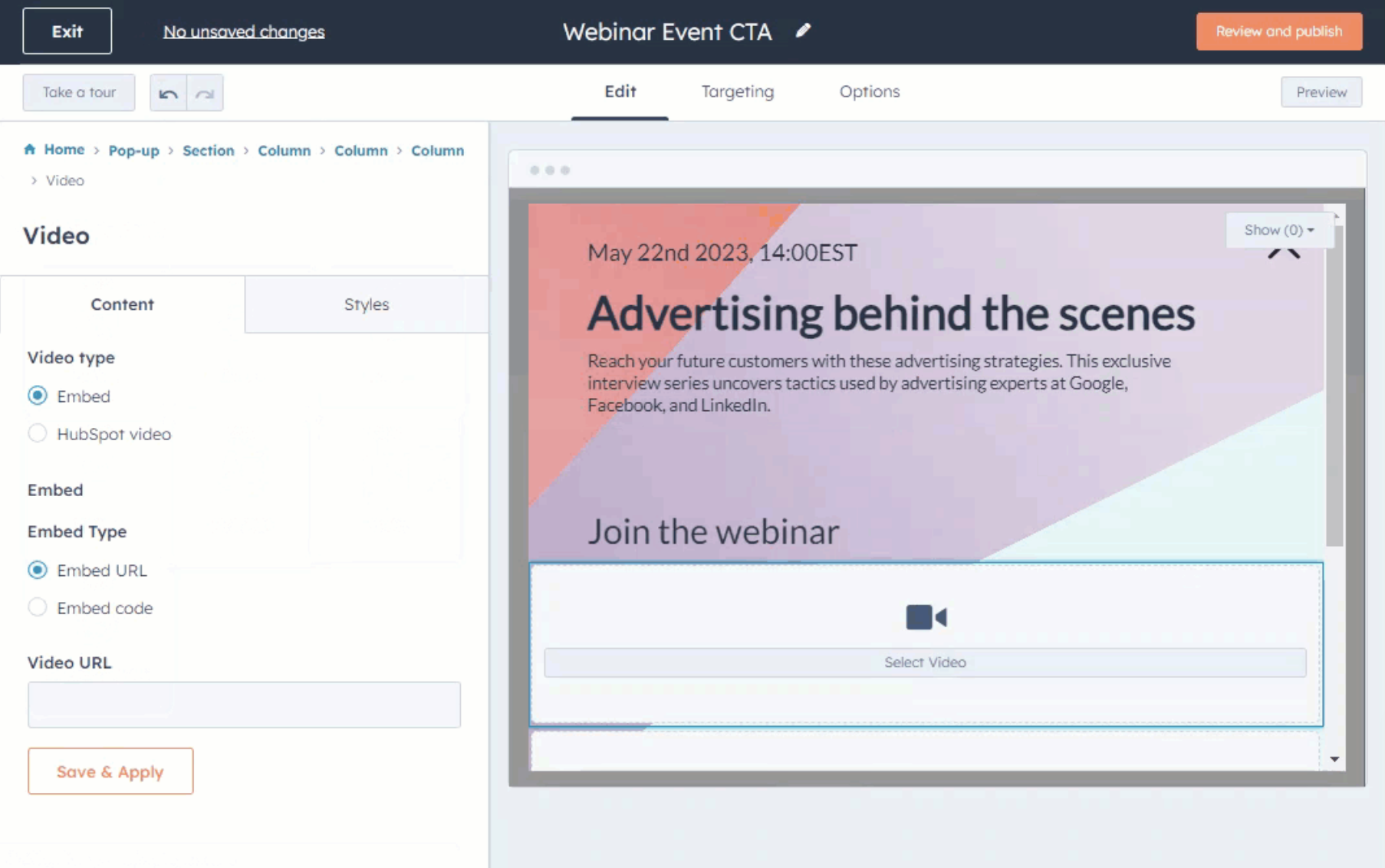 Hubspot content editor preview