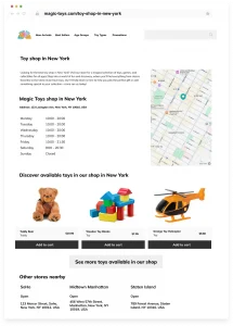 Example of drive-to-store page with automated content.